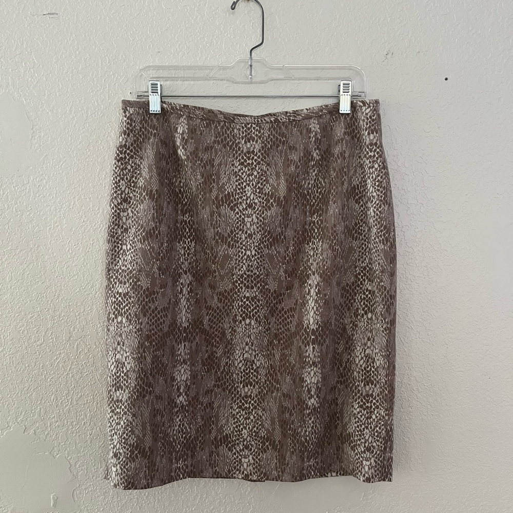 Calvin Klein Brown Snake Print Pencil Skirt